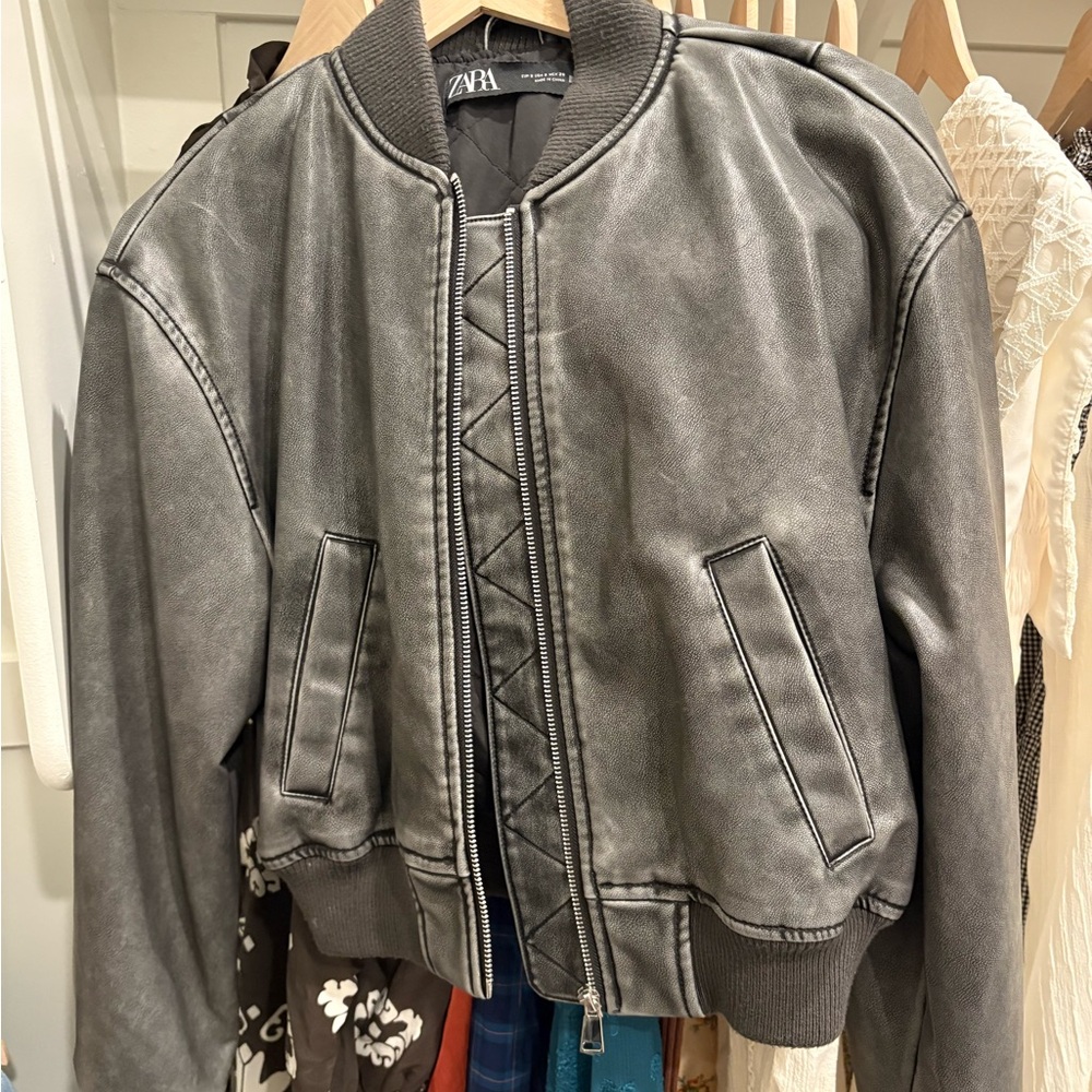 Zara faux leather bomber jacket